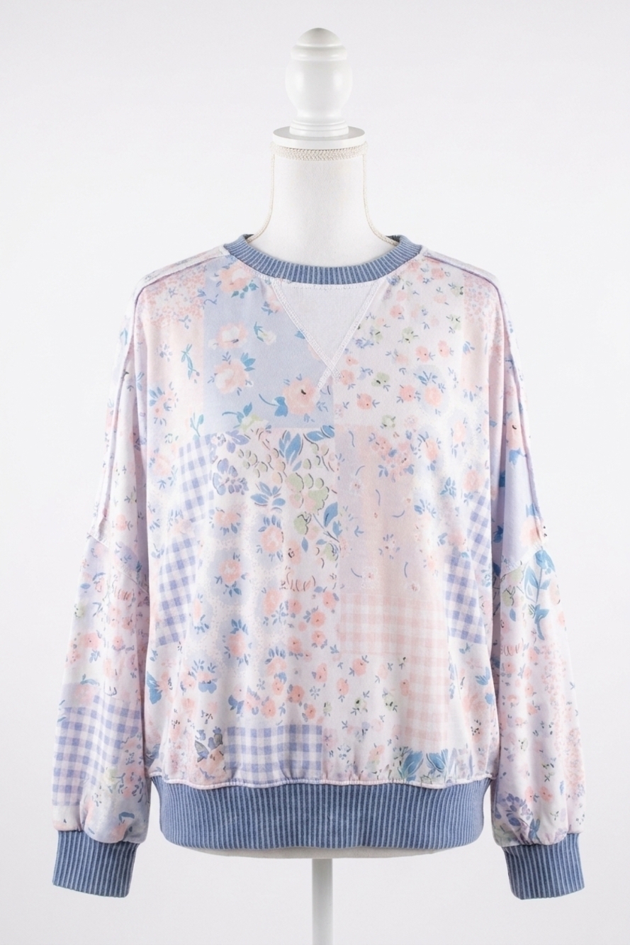 NEW HAPTICS oversized patchwork sweatshirt top in blue
